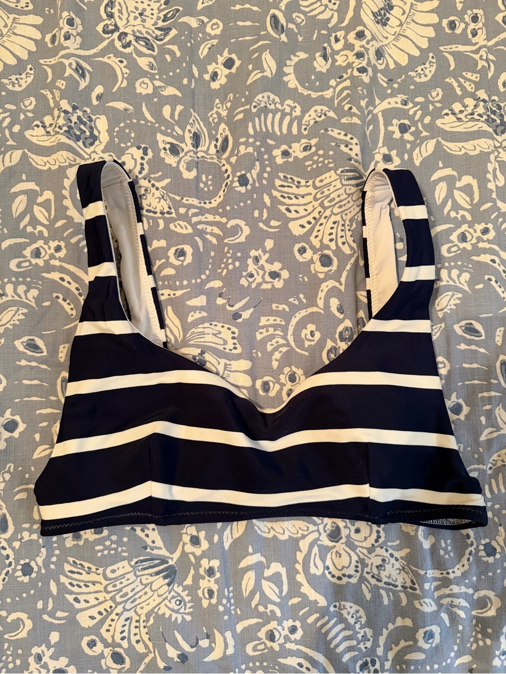 aerie Navy & White Striped Bikini Top